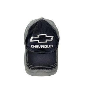 Chevy Chevrolet GM Cap Hat Adjustable Baseball White Embroidered Logo Gray